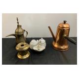 Brass Dallah Teapot, Copper Teapot, Condiment Set