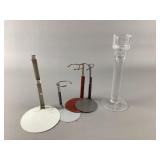 Doll Stands & Glass Candlestick