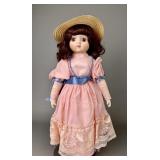 17" Unmarked Porcelain Doll in Pink Dress