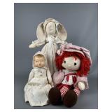 Rag Doll, Rabbit & Unmarked Baby Doll