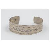 Silver Etched Cuff Bracelet