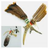 2 Hawks Ceremonial Fans and Keychain