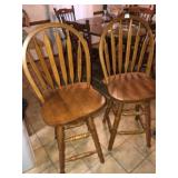 Pr of Swivel Hardwood Kitchen Bar Stools