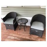 3 Pc Rattan Porch Set (Outdoor ~ Pull-Out Foot Stl