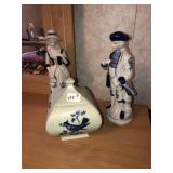 Blue & White Porcelain Figures & Covered Dish