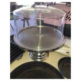 Chrome Cake Pedestal & Domed Lid