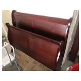 Queen Cherry Sliegh Bed & Wood Rails + Slats