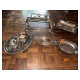 Silver Plate Casserole Bowl & Serving Trays