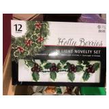 Lighted Holly Light & Christmas Mugs