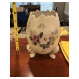 Footed Egg Hand Painted Vase