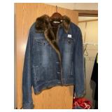 Ladies Denim  ~ Fur Lined Jacket (XL)