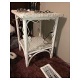 White Wicker Lamp Table