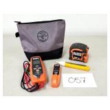 Klein Voltage Tester, Laser Measure, Tape Measure