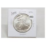 1991 BU American Silver Eagle