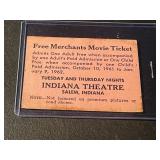 1961 Indiana Theatre Movie Ticket - Salem, IN