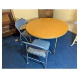 Vintage Round Folding Table and 2 Folding Chairs