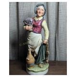 Porcelain Woman with Basket & Jug Figurine