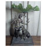 Antique Spelter Girl & Dog Figurine Epergne