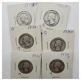 6- 1934 P & D SILVER WASHINGTON QUARTERS