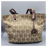 MICHEAL KORS WOMENS KHAKI CANVAS PURSE TOTE BAG