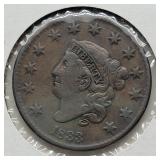 1833 LARGE CENT VF 33