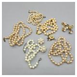 COSTUME JEWELRY PEARL NECKLACES & EARINGS