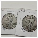1942 & 1943 WALKING LIBERTY HALF DOLLARS