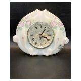 Fenton Rose Garden Burmese Glass Alarm Clock -