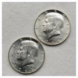 2- 1964 KENNEDY HALF DOLLARS 90% SILVER