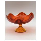 Small Viking Amberina Compote Bowl Glows 6.5 In.