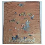 Old Oriental Embroidered Silk Panel