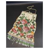 Victorian Beaded Purse / Handbag w/ Roses &