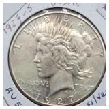 1927 S PEACE SILVER DOLLAR AU