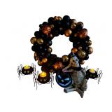 Halloween Wreath & Lighted Decorations