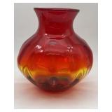 Blenko Handcraft Tangerine Large Vase , Amberina