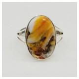 SZ 7, 925 SILVER SPINY OYSTER TURQUOISE RING