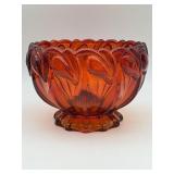 Tiara Glass Sunset Bowl , Glows , Deep Red Calla