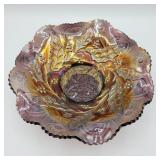 MILLERSBURG HOLLY WHIRL AMETHYST CARNIVAL GLASS