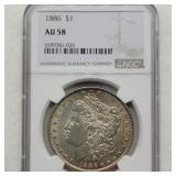 1886 NGC AU58 MORGAN SILVER DOLLAR