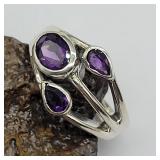 SZ 6.5, AMETHYST SET IN 925 SILVER RING TESTED