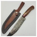 HUNTING SKINNER KNIFE TWIST DAMASCUS WALNUT WOOD