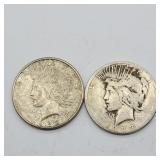 1922 S & 1923 PEACE SILVER DOLLARS