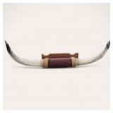 48" WIDE MOUNTED LEATHER WRAPPED TEXAS LONG HORNS