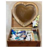 Sewing Threads & Notions in Wood Box & Mirror