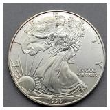 1998 AMERICAN EAGLE SILVER DOLLAR TONING