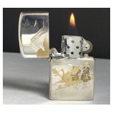 Japanese 950 Silver Lighter Signed Engraved