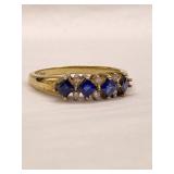 10k Yellow Gold Ring w/ Square Cut Sapphires &