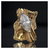 18k HGE w/ Clear Marquis Shape Stone Statement