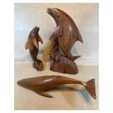 Wood Carved Dolphins