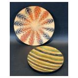 2 Mid Century Enamel on Copper Dishes: Striped is